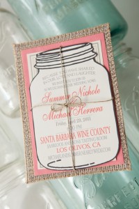 Burlap Mason Jar Wedding Invitation