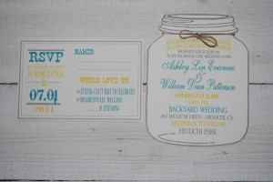 White Mason Jar Wedding Invitation