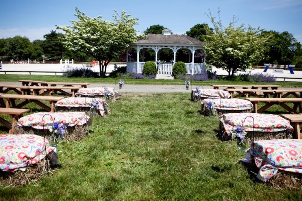 upscale BBQ ceremony Country Wedding With Hay Seating