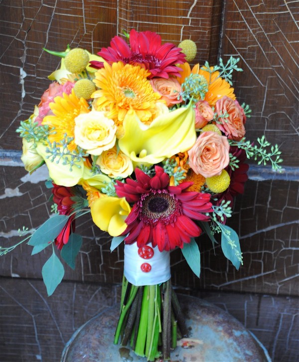Yellow and Red Wedding Bouquet