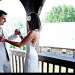 A vineyard wedding couple