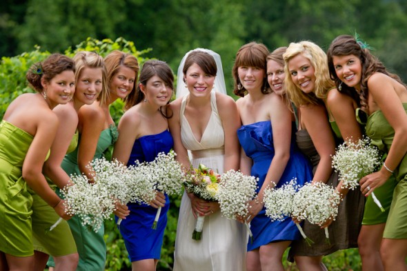 A Rustic Bride With Her Bridesmaids