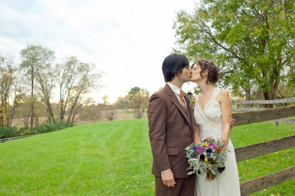 Rustic Wedding Couple At Their Farm Wedding