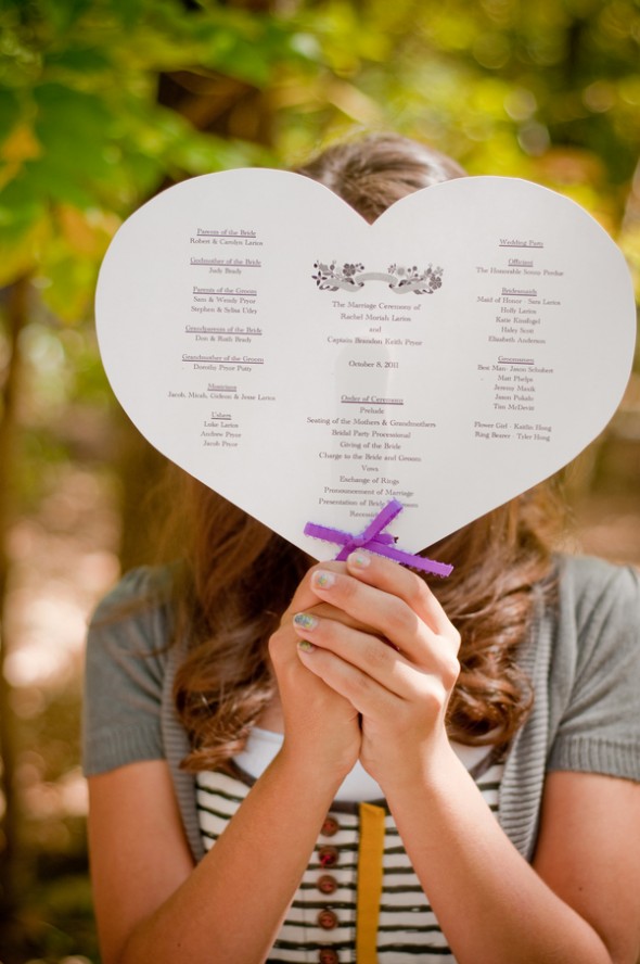 Heart Shaped Fan Wedding Program