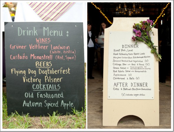 Country Wedding Menu Displays