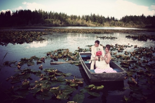 Rustic Wedding Couple In A Boat