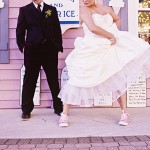 Pink Sneakers On A Rustic Bride