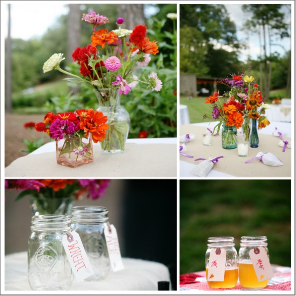 Wildflowers For A Country Wedding In Mason Jars