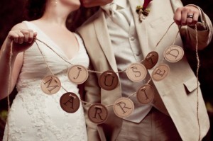 Just married wood sign
