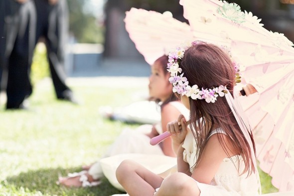 Flower girls At Vintage Style Wedding Ceremony