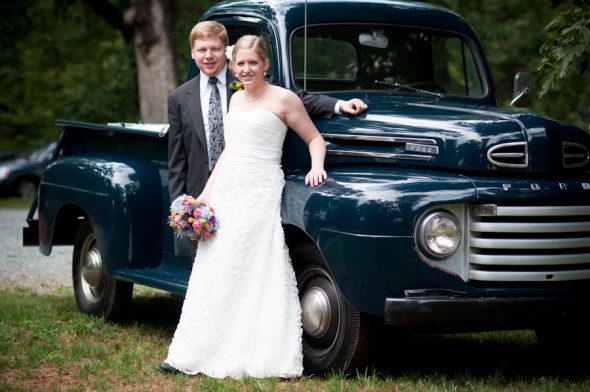 Bride & Groom With Vintage Truck