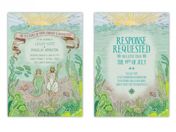 Hand painted Rustic Wedding Invitation
