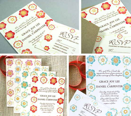 Bright Colored Flower Wedding Invitation bright-colored-flower-wedding-invitation