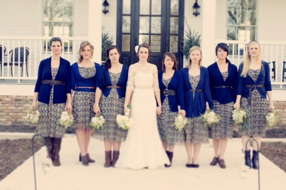 Patterned-bridesmaid-dresses
