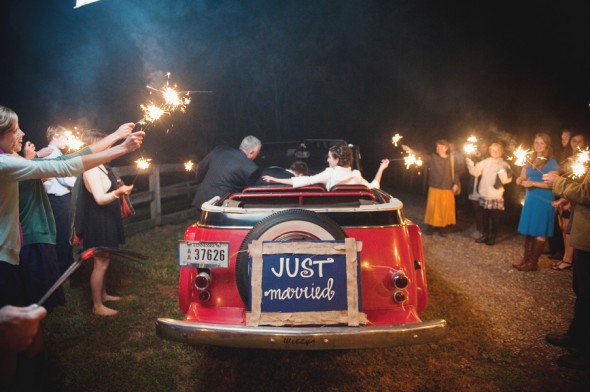 Vintage Sendoff Car At Southern Country Wedding