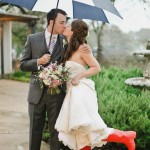 Bride In The Rain With Hunter Boots