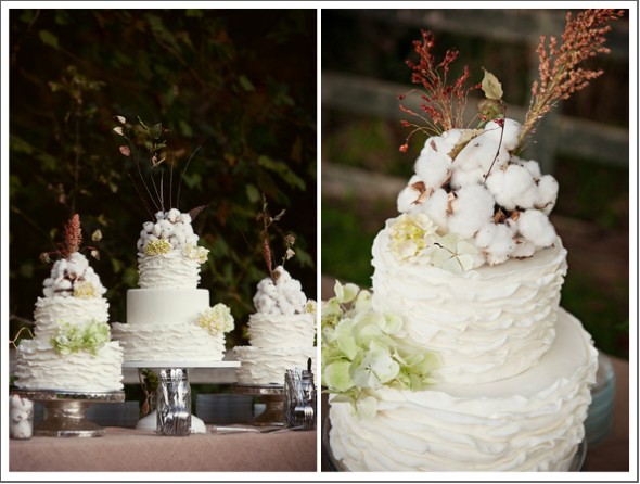 White & Cotton Wedding Cake