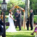 A country backyard wedding ceremony