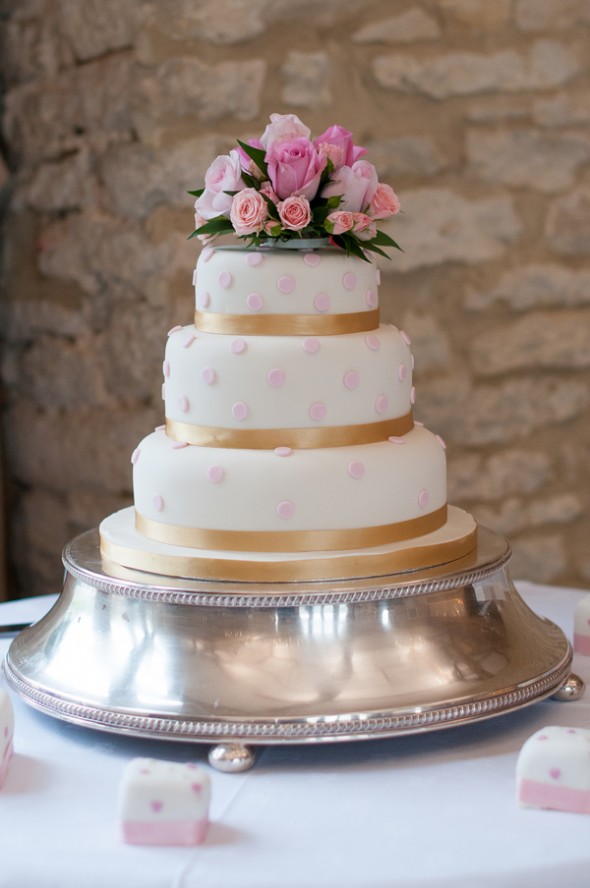 Gold And White Wedding Cake