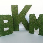 Oversized moss letters for rustic wedding