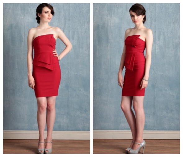 Red Strapless Bridesmaid Dress For Vintage Wedding A red strapless bridesmaid dress for a vintage wedding