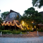 A barn wedding in Michigan with hanging lights