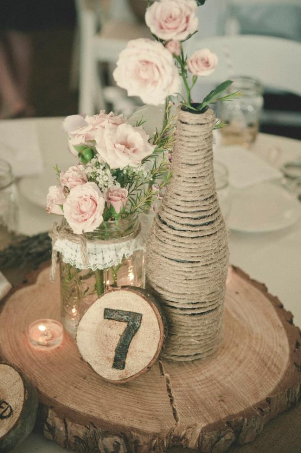 rustic style wedding centerpiece