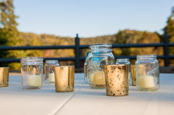 Mason Jars At Rustic Wedding