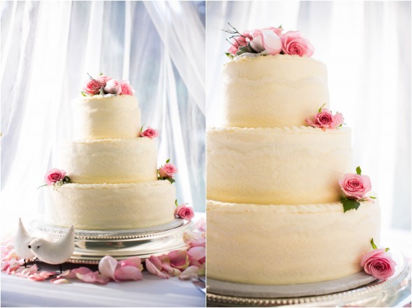 White Pink Wedding Cake