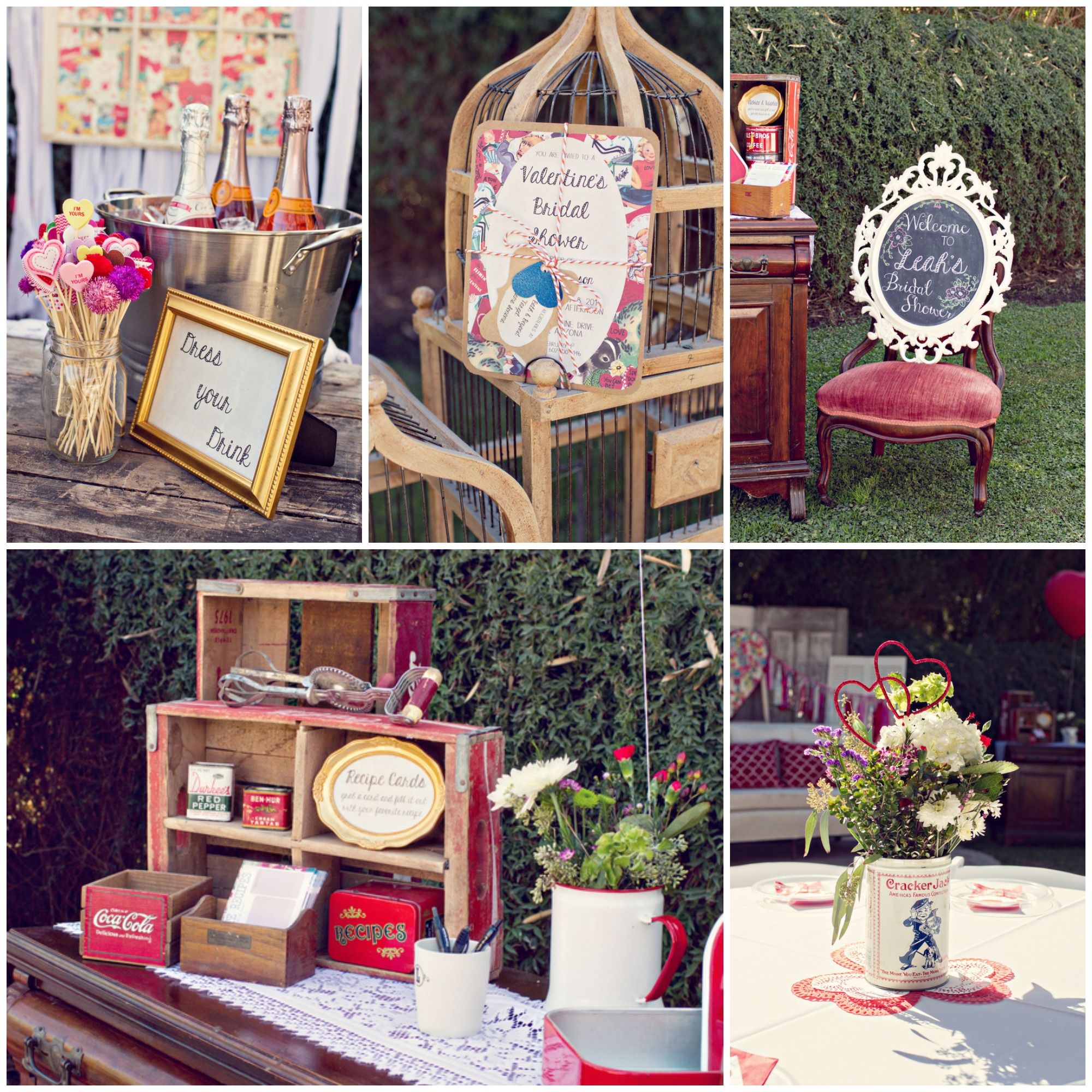 Vintage Looking Red Heart Bridal Shower Rustic Wedding Chic