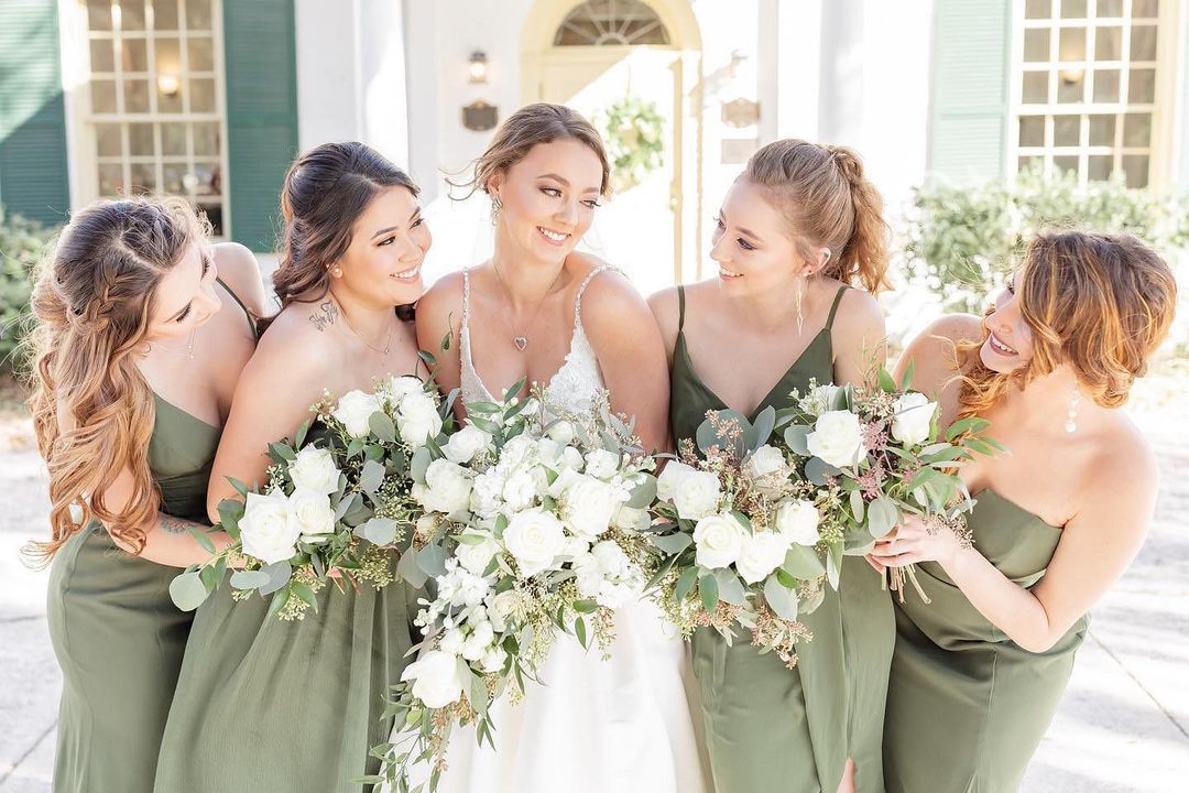 Earth green shop bridesmaid dresses