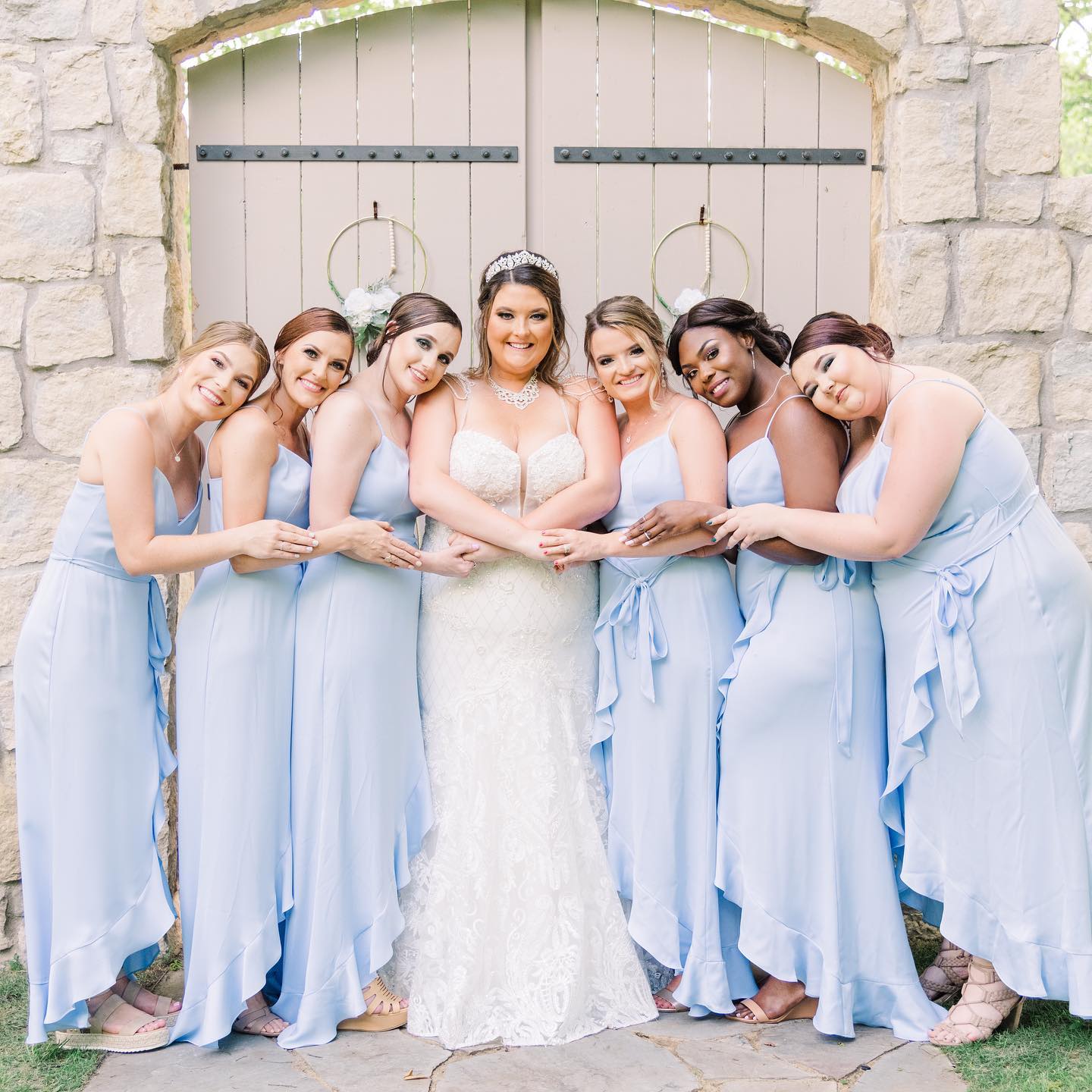 Cascade with High-Neck Chiffon Bridesmaid Dress